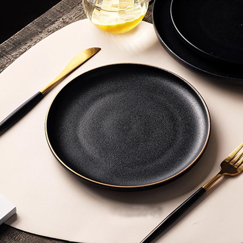 Phenom Black Frosted Plate - Plates - Luxus Heim