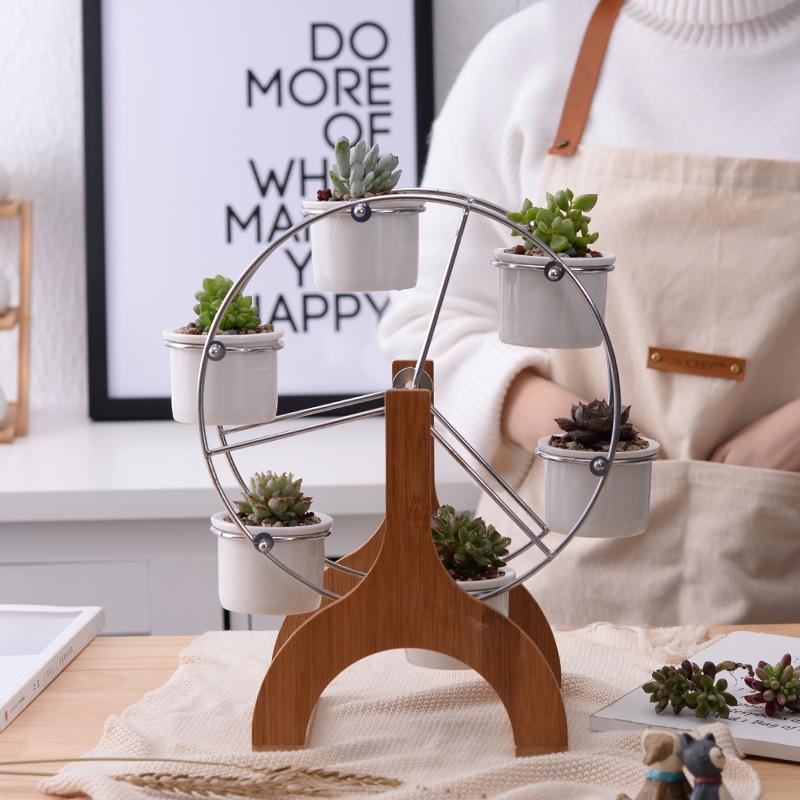 Wild Wood Ferris Wheel Plant Pot - Pots & Planters - Luxus Heim