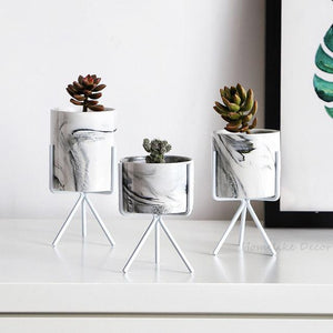 Simple Ceramic Marbled Planters - Pots & Planters - Luxus Heim