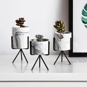 Simple Ceramic Marbled Planters - Pots & Planters - Luxus Heim