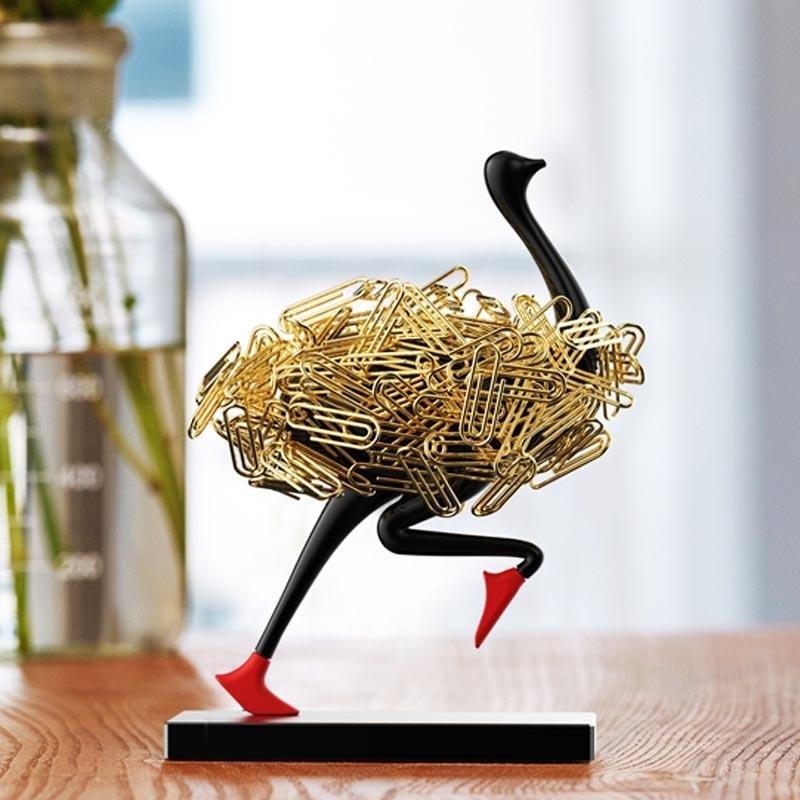 Running Ostrich Clip Holder: Quirky & Functional Desk Organizer - Luxus Heim