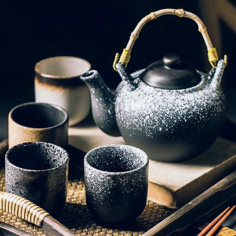 Set of Four Rustic Earthstone Mugs with Earthy Hues