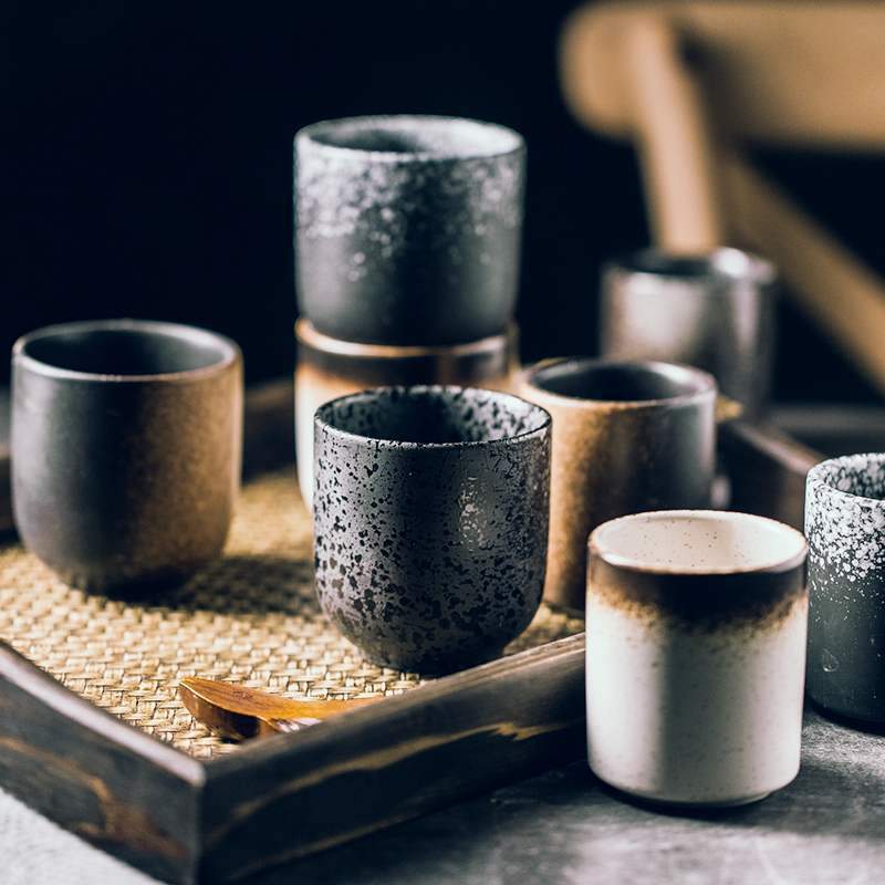 Set of Four Rustic Earthstone Mugs with Earthy Hues