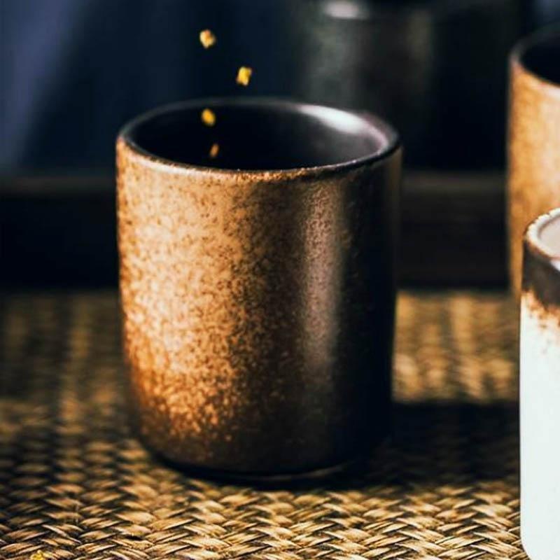 Set of Four Rustic Earthstone Mugs with Earthy Hues