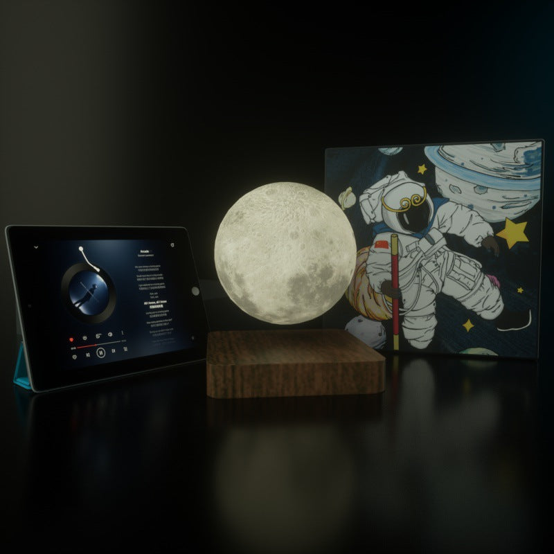 Levitating Moon Lamp showcasing its authentic moon details and magical levitation on LuxusHeim.