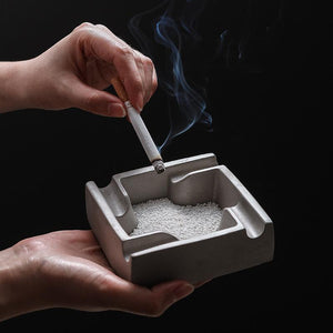 Snowfield Sand Ashtray Made from Concrete with White Sandbag - Luxus Heim
