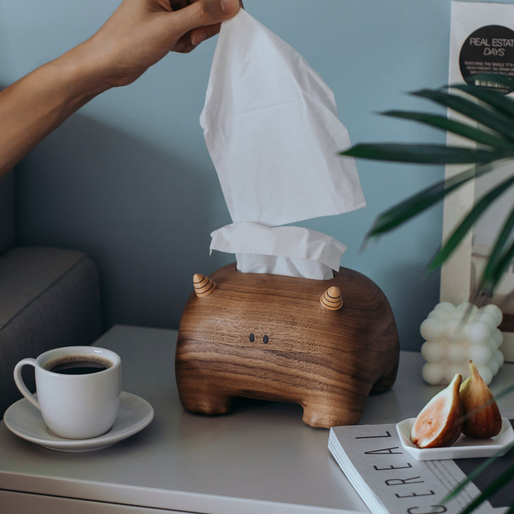 Monster Tissue Holder Made from Premium Black Walnut and Beechwood