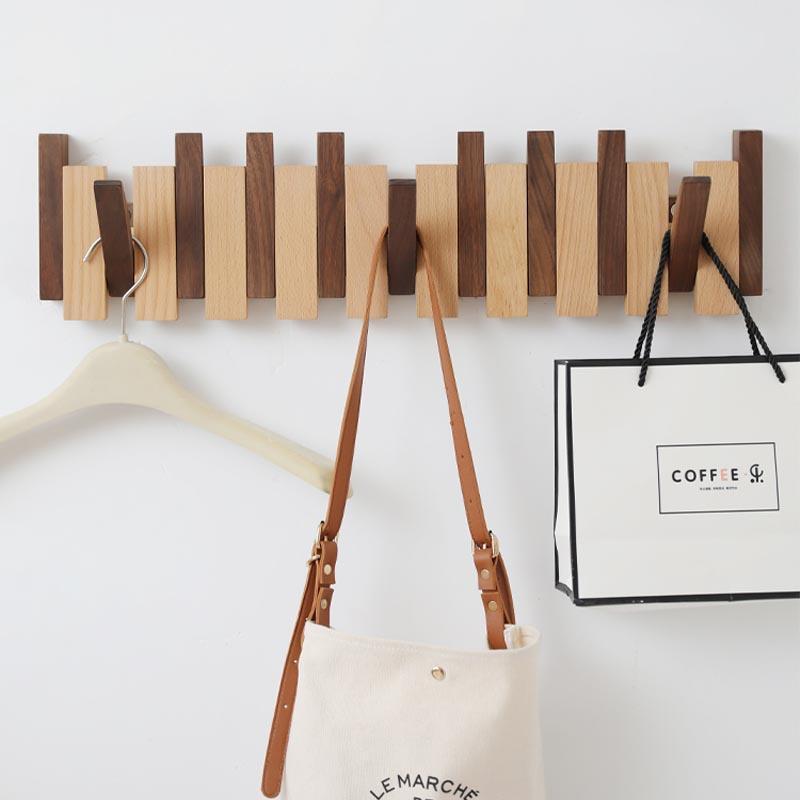 Coat Rack with Wood Strips with Secure Magnetic Clasps - Luxus Heim