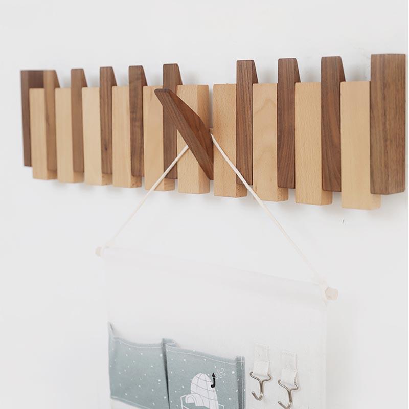 Coat Rack with Wood Strips with Secure Magnetic Clasps - Luxus Heim